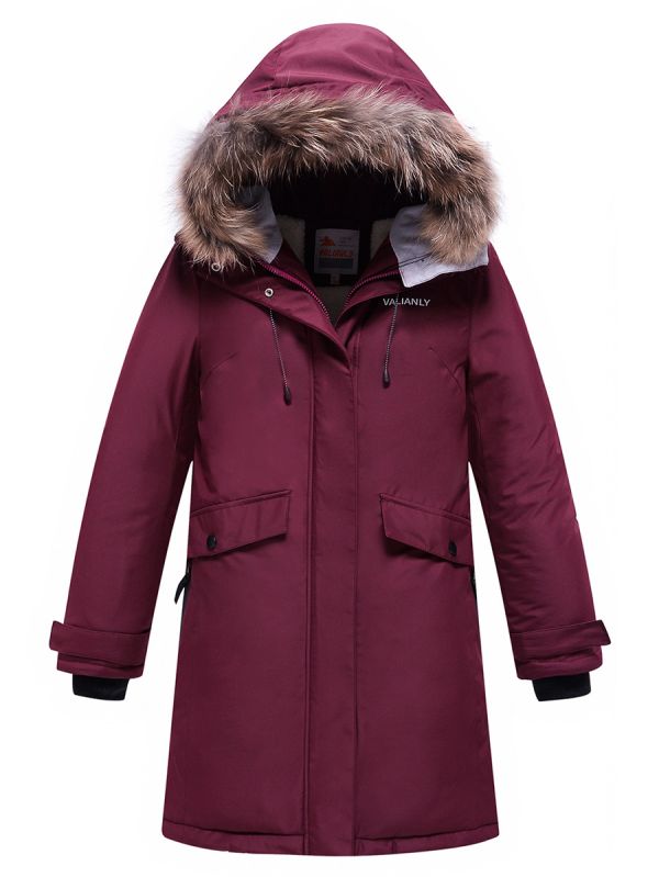 Valianly winter parka for girls burgundy 9242Bo